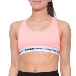 NWT New Balance Racerback Sports Bra Pink/White